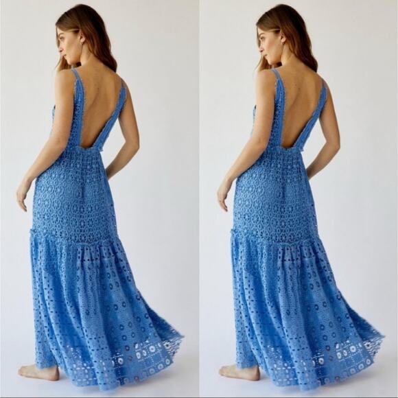 Free People Yesenia Medium Blue Crochet Patchwork Dress - Picture 10 of 13